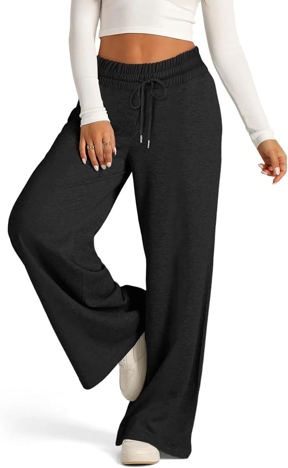 Oversized Wide Leg Sweatpants Women High Waisted Jogger Sweat Pants Drawstring Lightweight Travel Pant with Pockets
