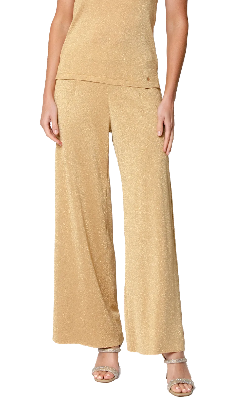Paola Wide Leg Shimmery Pant - Golden Sands