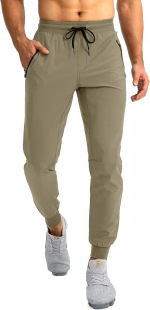 Pudolla Men's Lightweight Jogger Pants Workout Gym Running Pants with Zipper Pockets for Athletic Casual