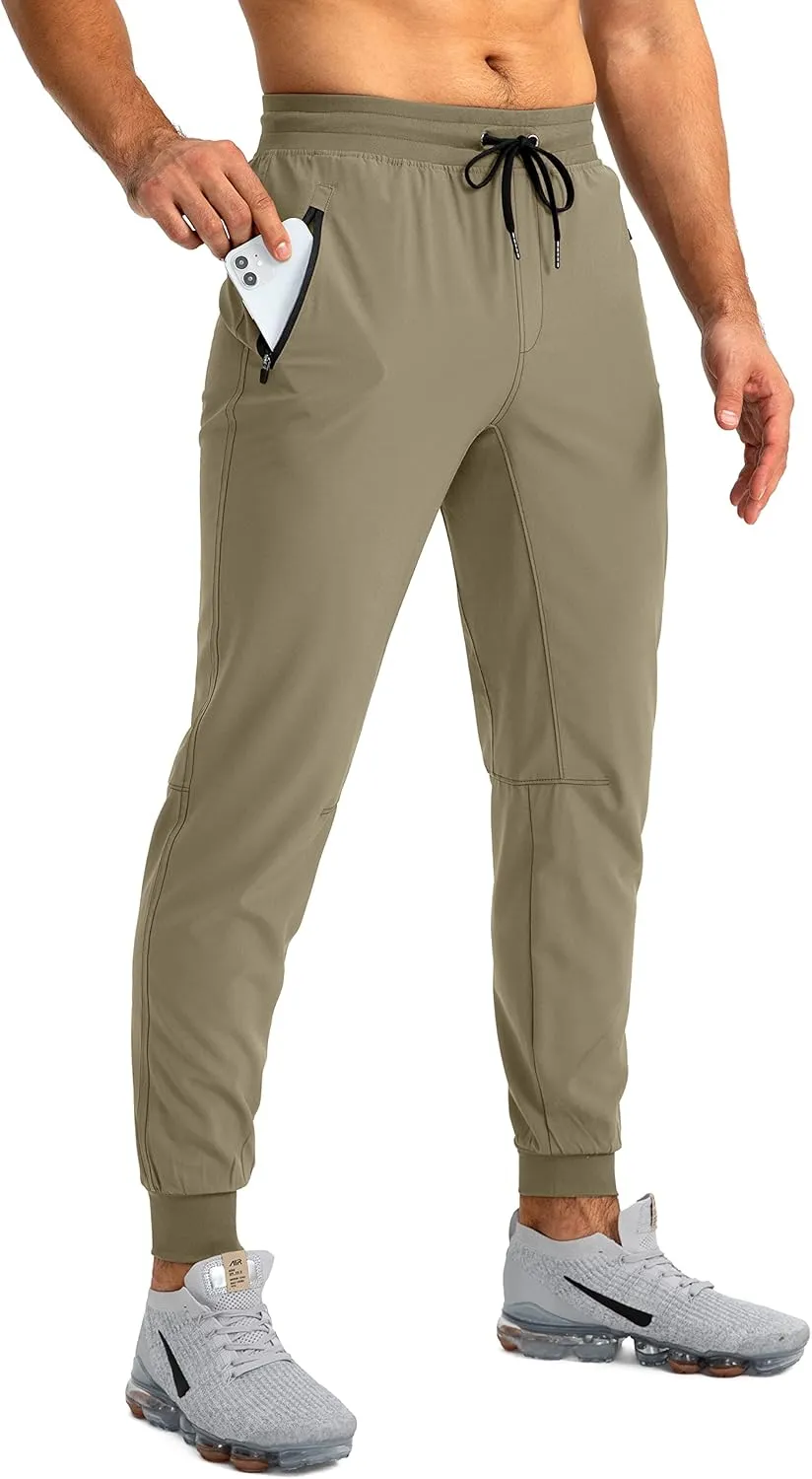 Pudolla Men's Lightweight Jogger Pants Workout Gym Running Pants with Zipper Pockets for Athletic Casual