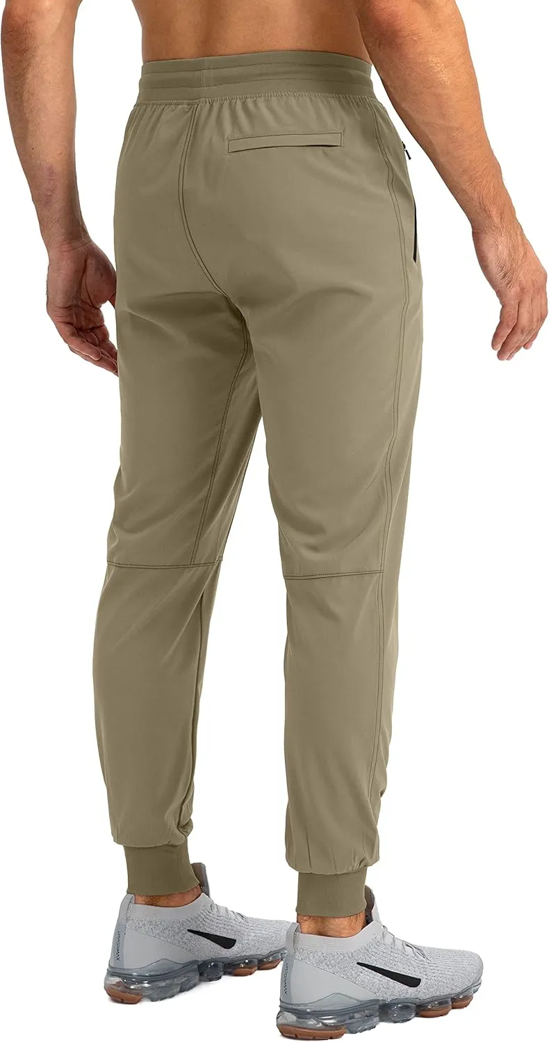 Pudolla Men's Lightweight Jogger Pants Workout Gym Running Pants with Zipper Pockets for Athletic Casual