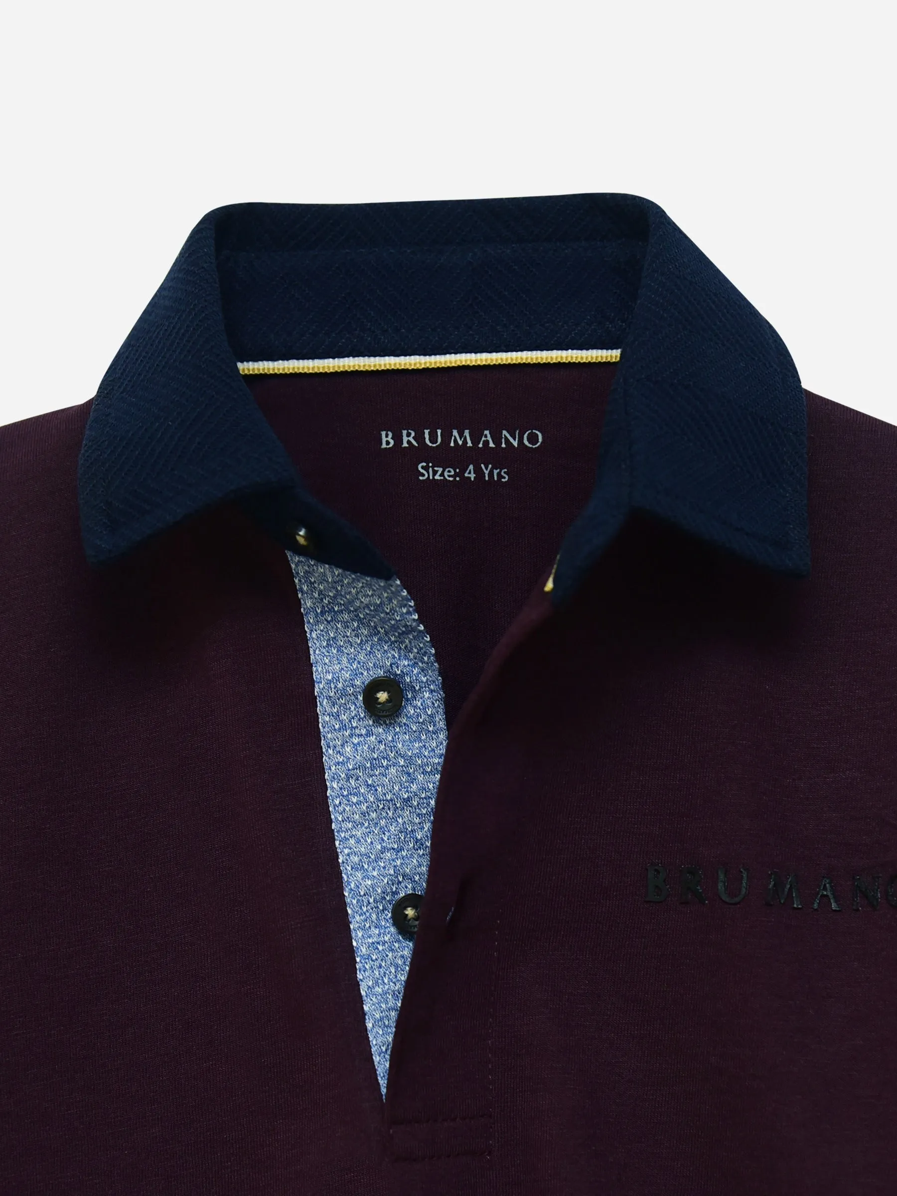 Purple Casual Full Sleeve Polo With Contrasting Collar