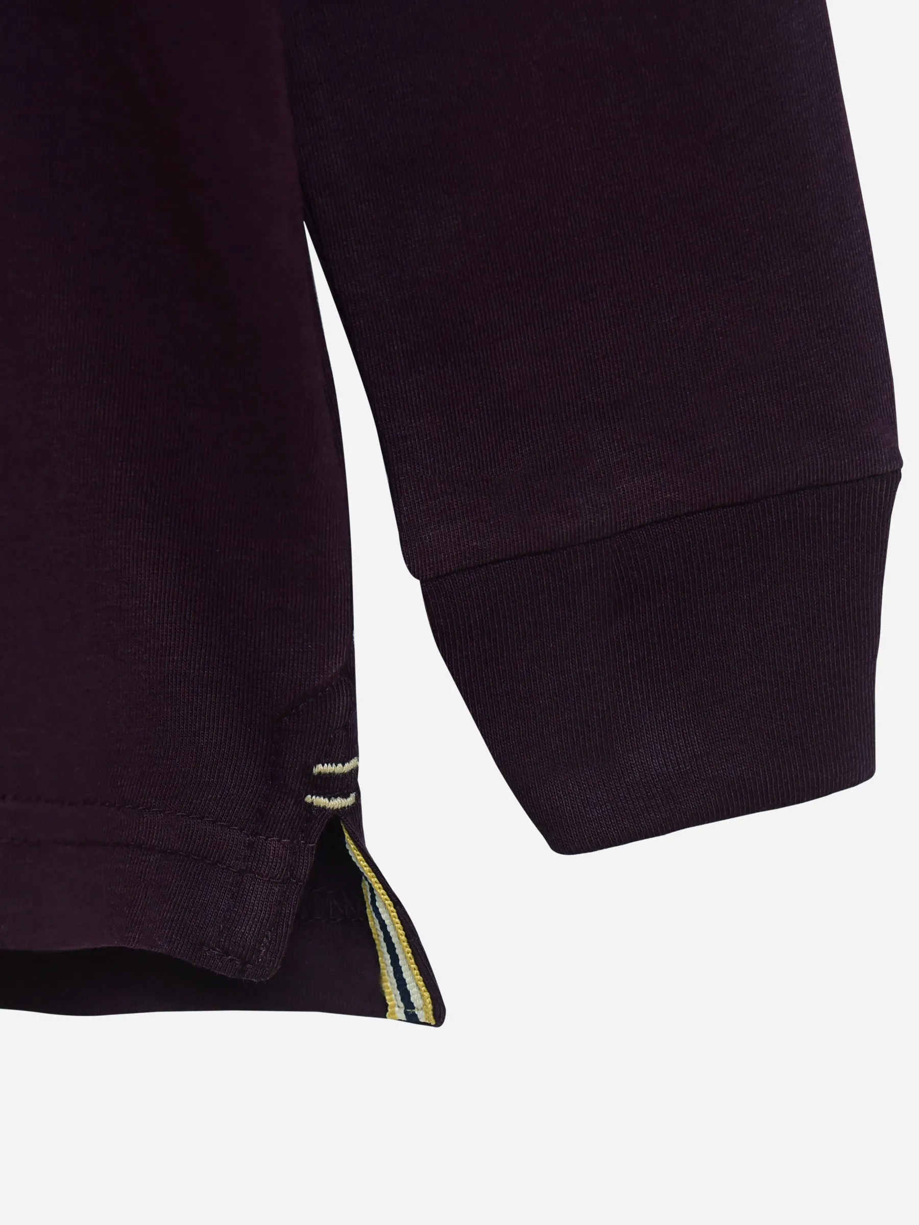 Purple Casual Full Sleeve Polo With Contrasting Collar