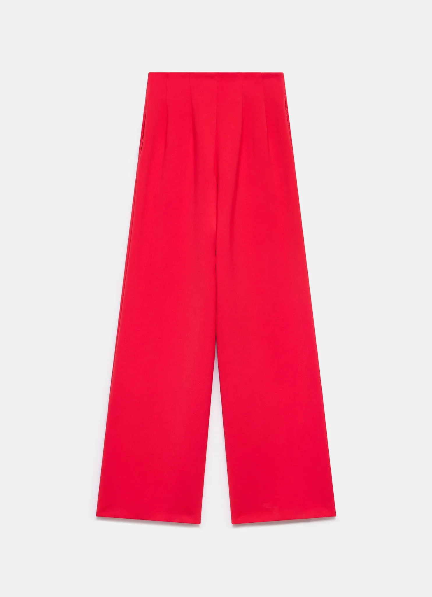 Red High Waisted Wide Trousers
