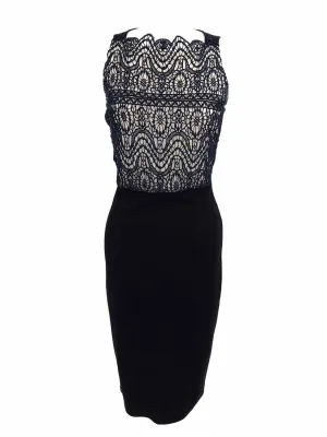 RED VALENTINO Women's Black/Navy Sleeveless Lace Abstract Size S Dress