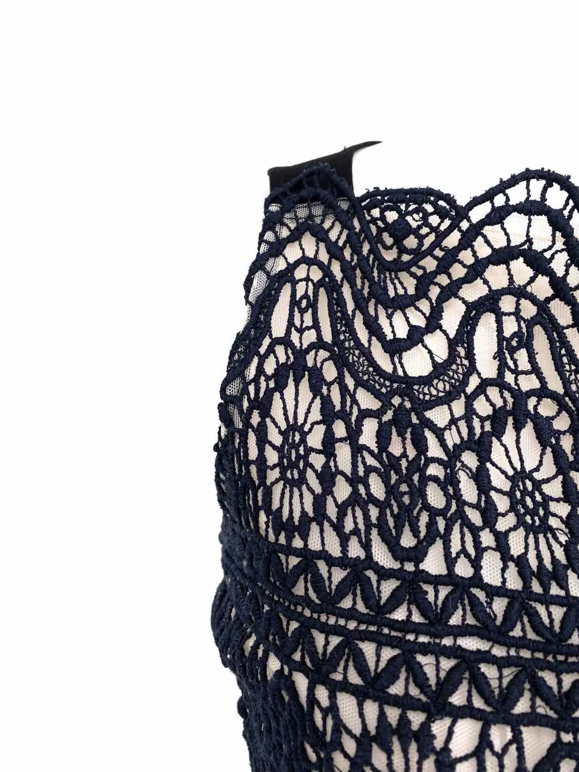 RED VALENTINO Women's Black/Navy Sleeveless Lace Abstract Size S Dress