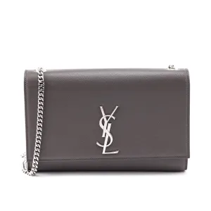 Saint Laurent Earth Grey Grain De Poudre Medium Chain Kate Bag