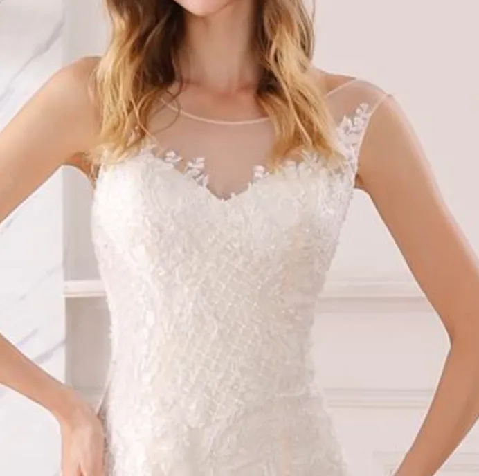 Scoop Neck Illusion Lace Mermaid Bridal Gown