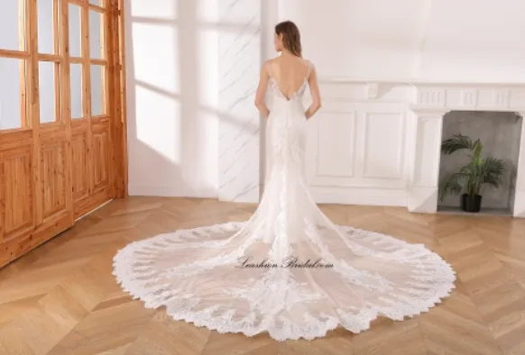 Scoop Neck Illusion Lace Mermaid Bridal Gown