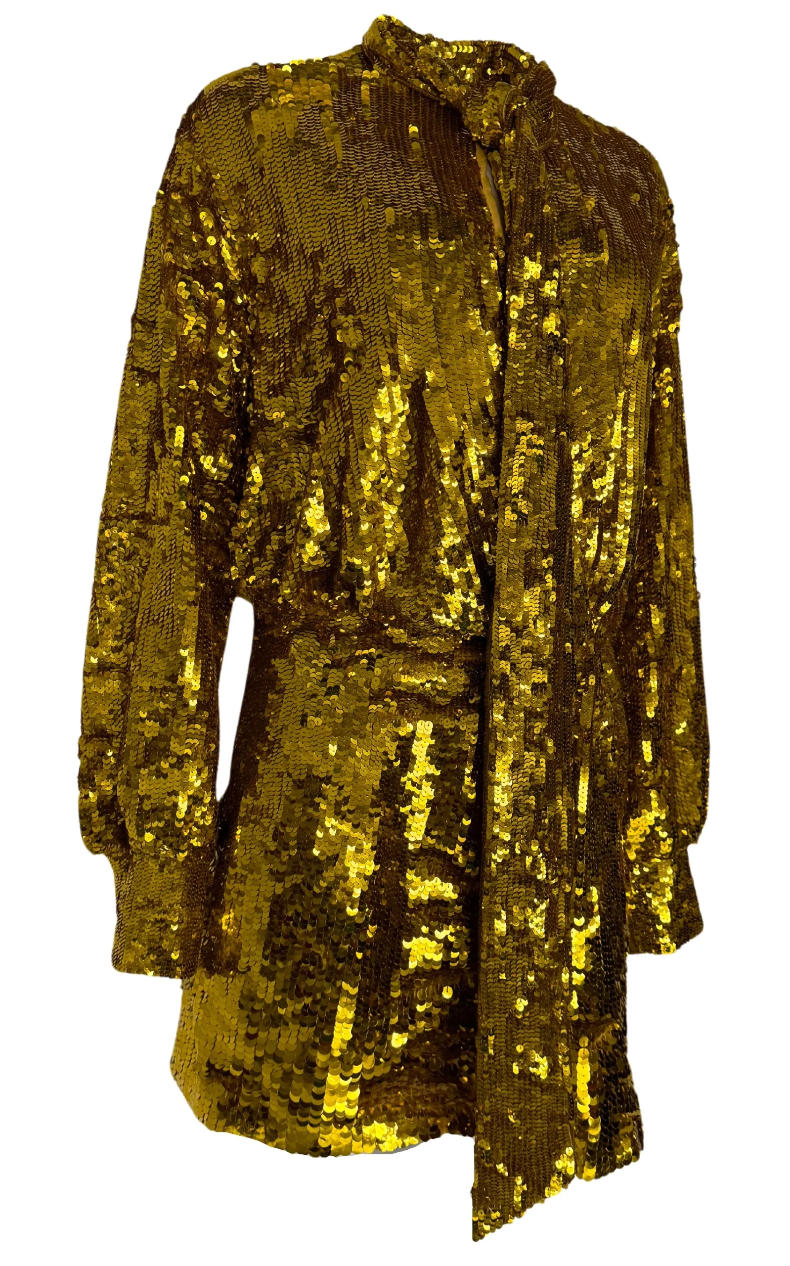 Sequin Tulle Mini Dress In Gold