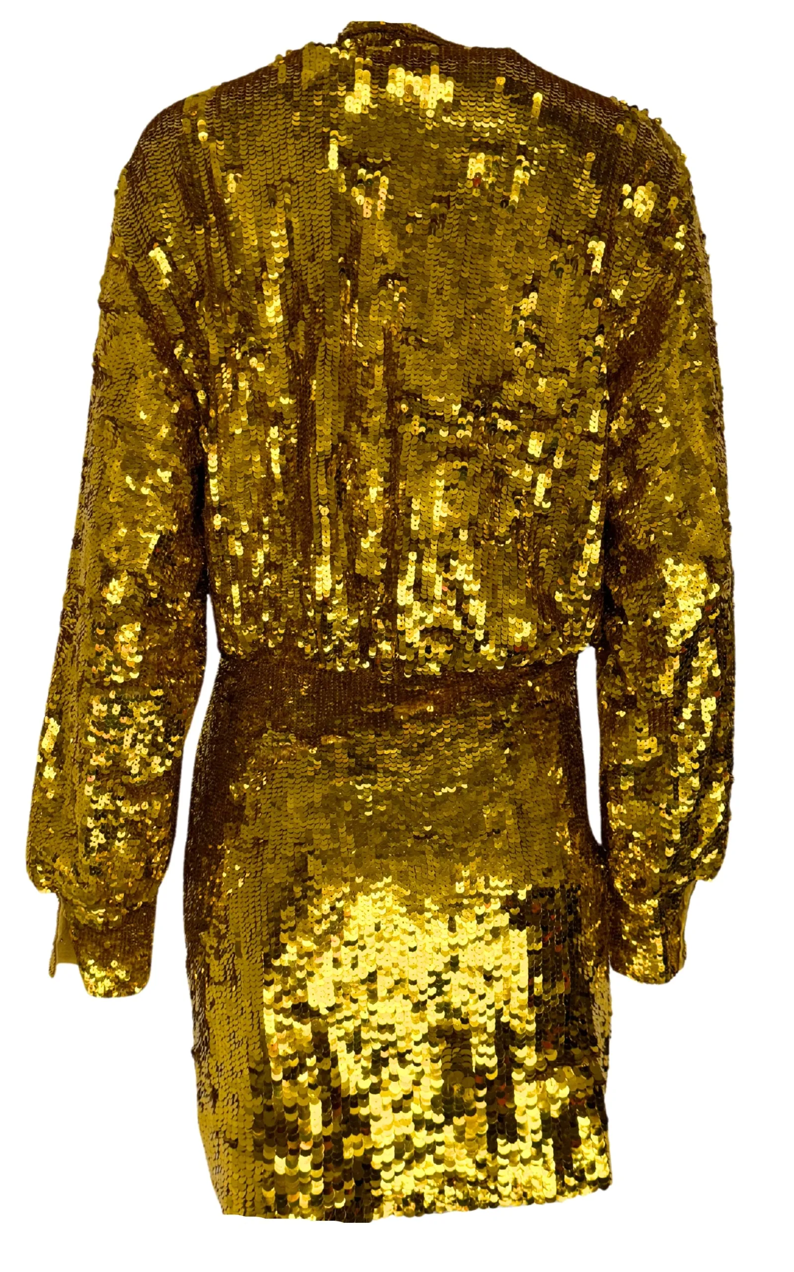Sequin Tulle Mini Dress In Gold