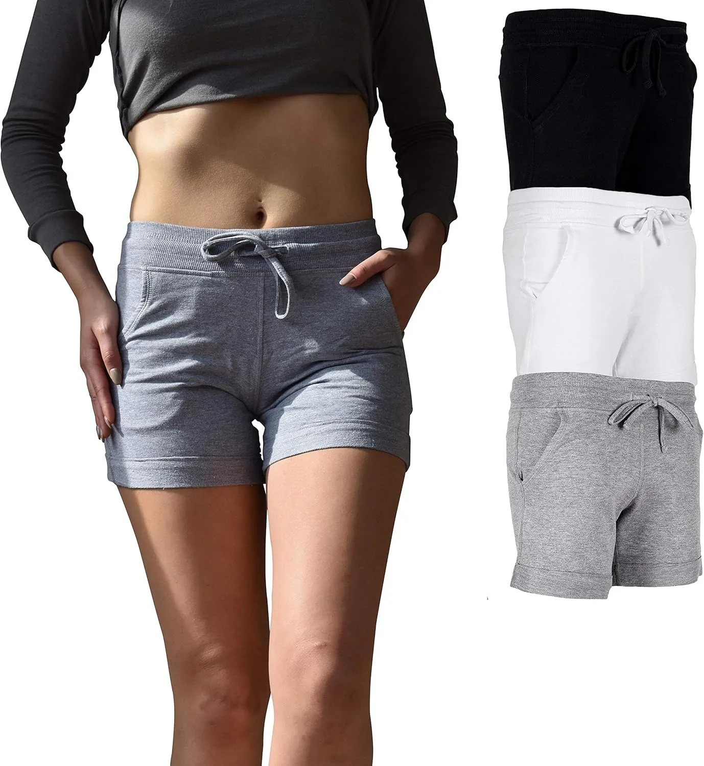 Sexy Basics Women's 3 Pack Active Wear Lounge Yoga Gym Casual Sport Shorts