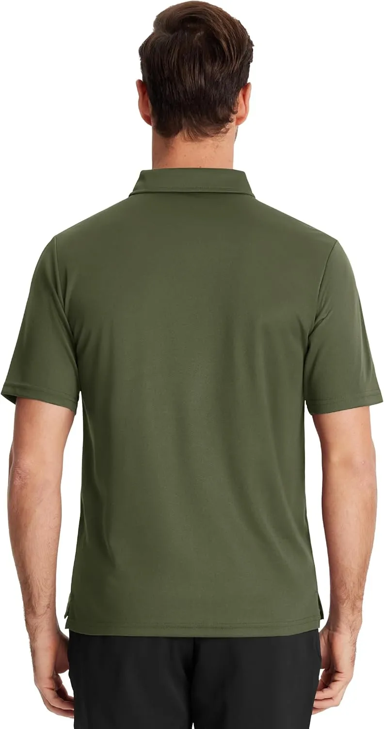 TACVASEN Mens Polo Shirt Short Sleeve Golf Shirt with Pocket Quick Dry Collared Lightweight Polo for Men Casual Work