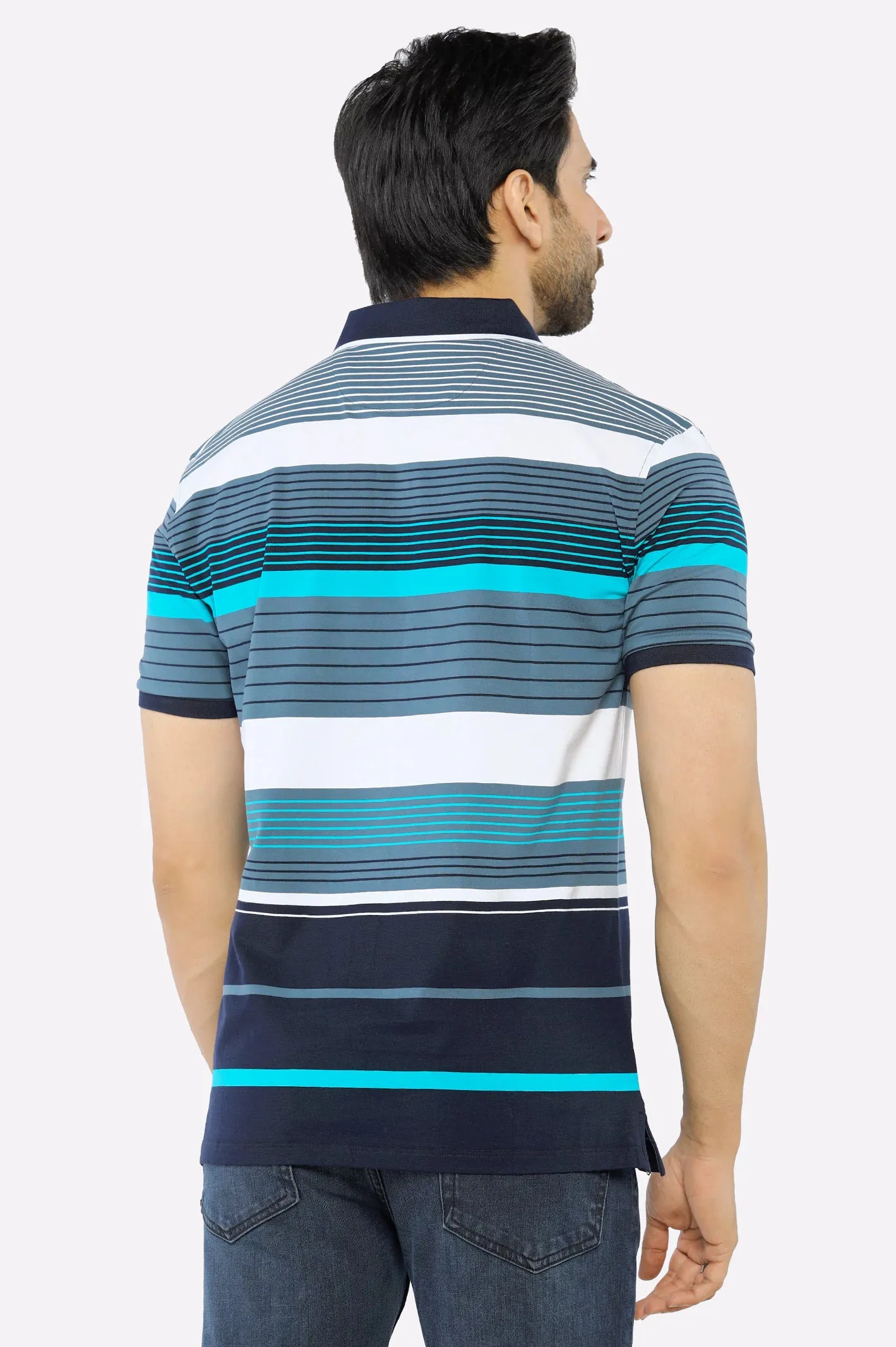 Turquoise Yarn Dyed Polo