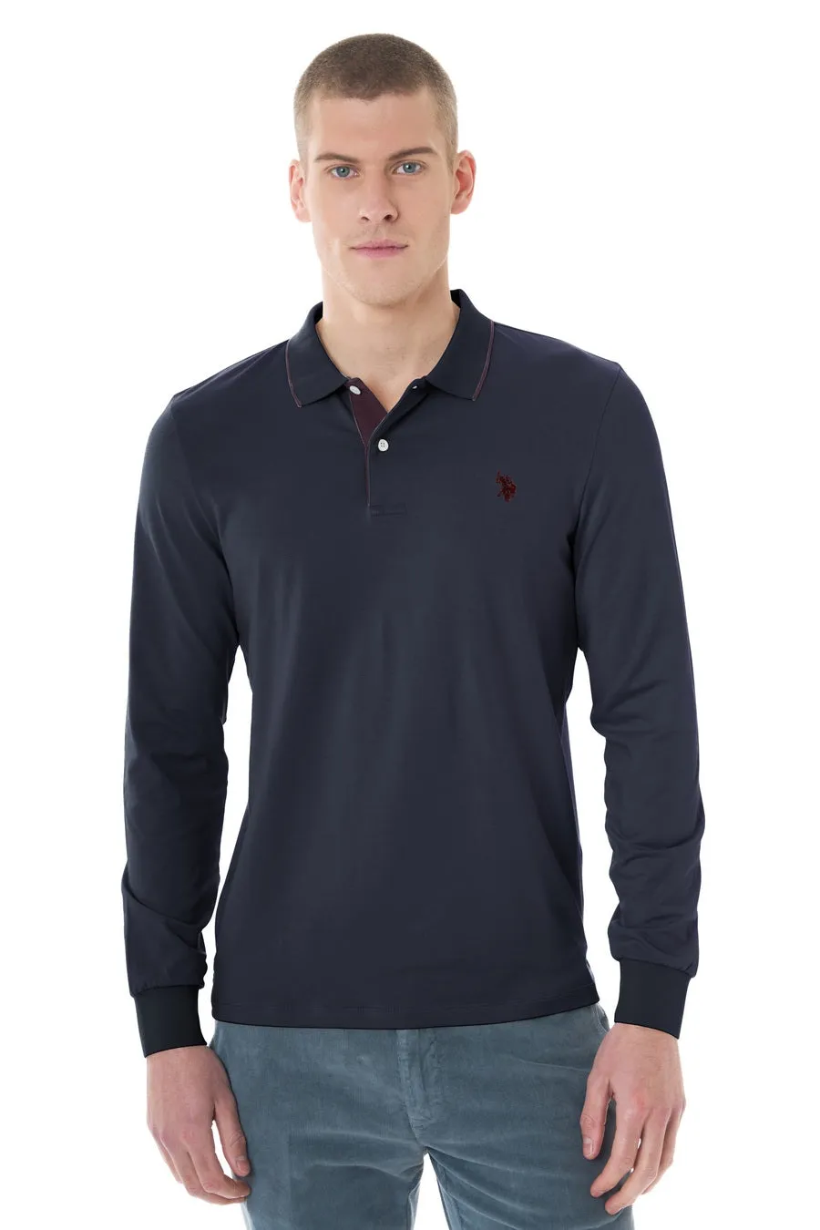 US POLO MENS LONG-SLEEVE POLO-SHIRT