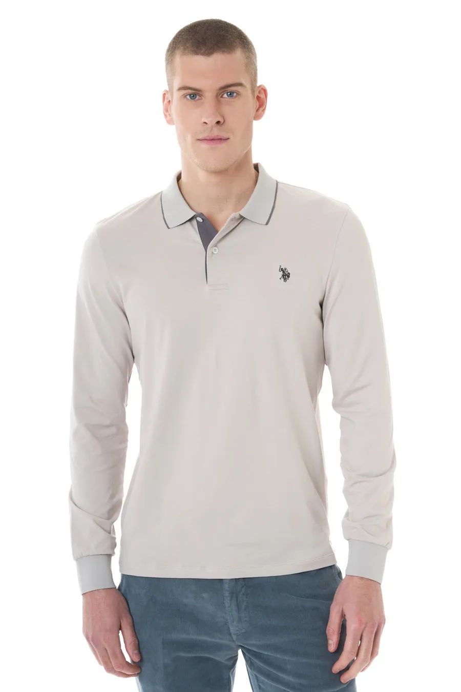 US POLO MENS LONG-SLEEVE POLO-SHIRT