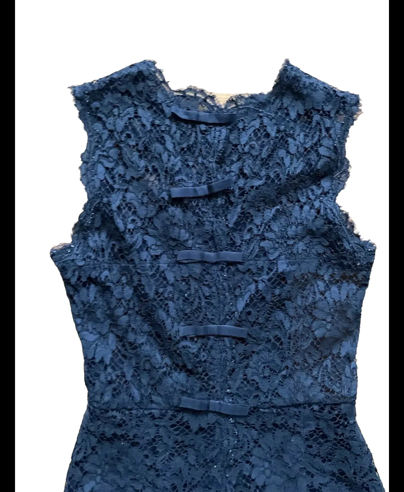 Valentino Black Lace Sheath Bow Dress Size I 38 XS ladies