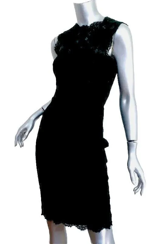 Valentino Black Lace Sheath Bow Dress Size I 38 XS ladies