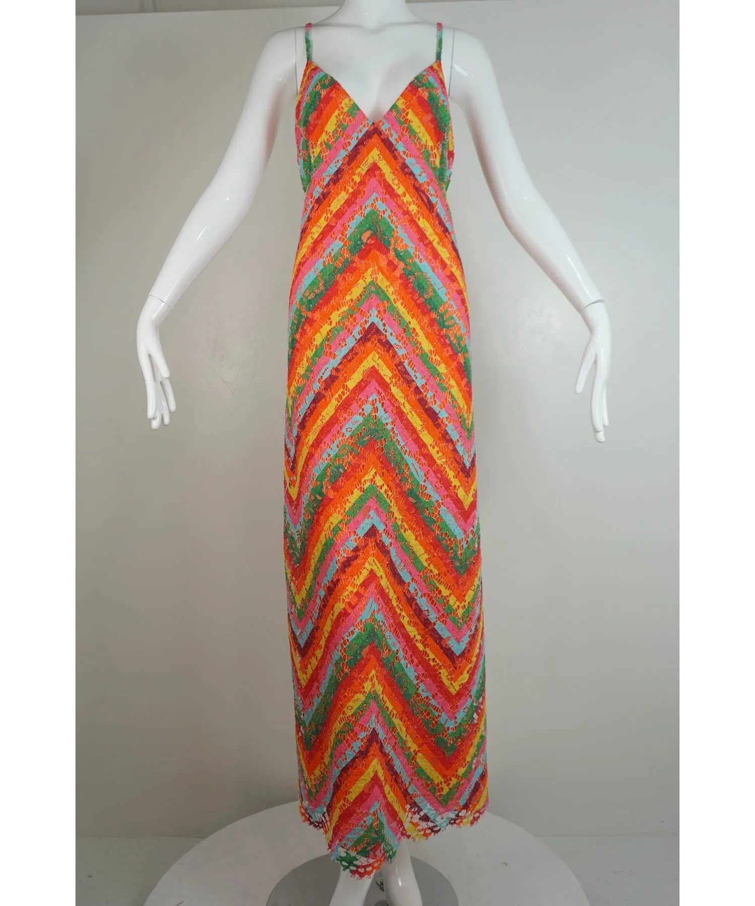 Valentino Rainbow Lace Maxi Dress 48/12