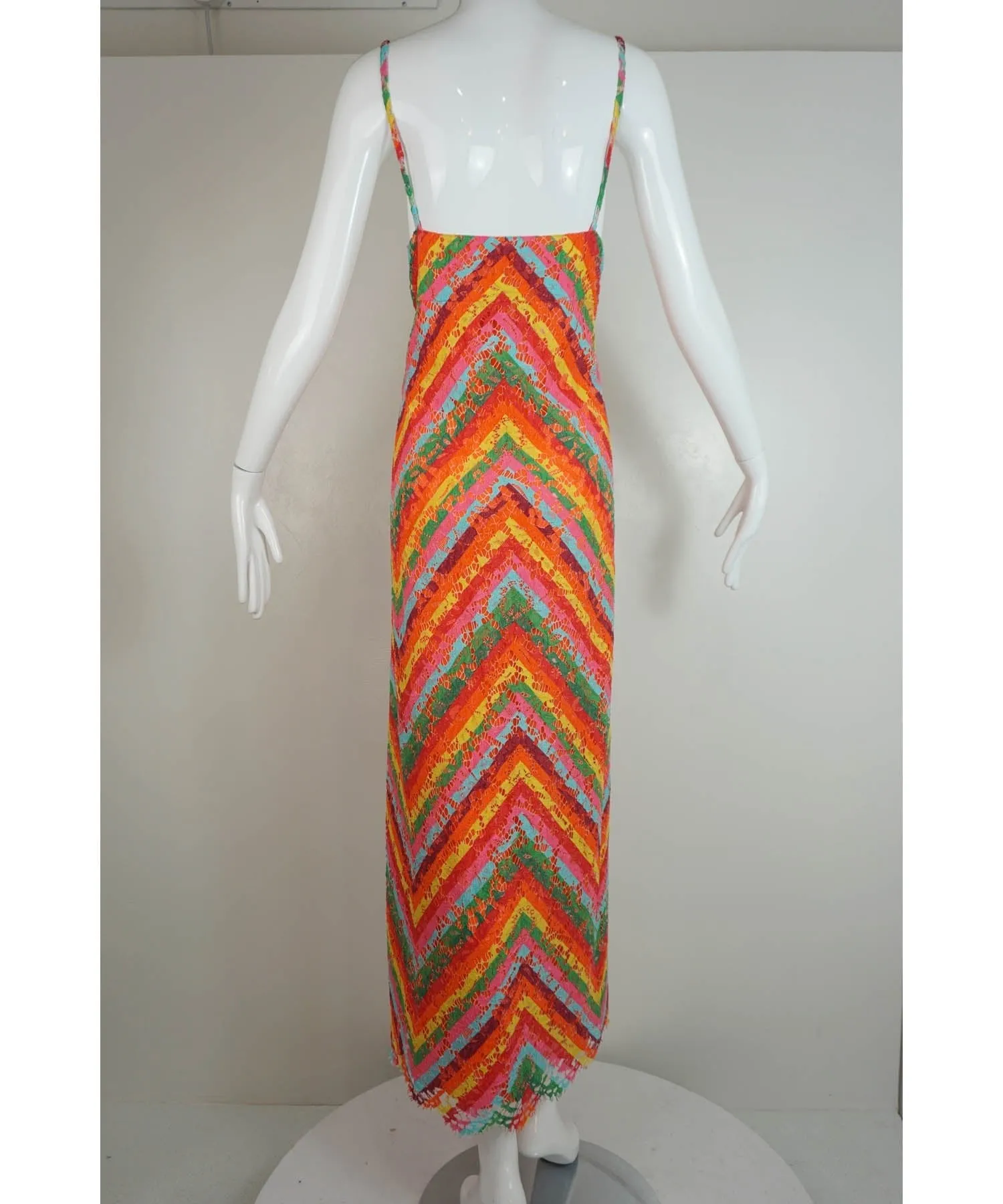 Valentino Rainbow Lace Maxi Dress 48/12