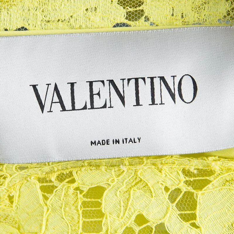 Valentino SO ELEGANT Yellow & Pink Lace Tulle Scalloped Hem Dress I 42 UK 10 US6 ladies
