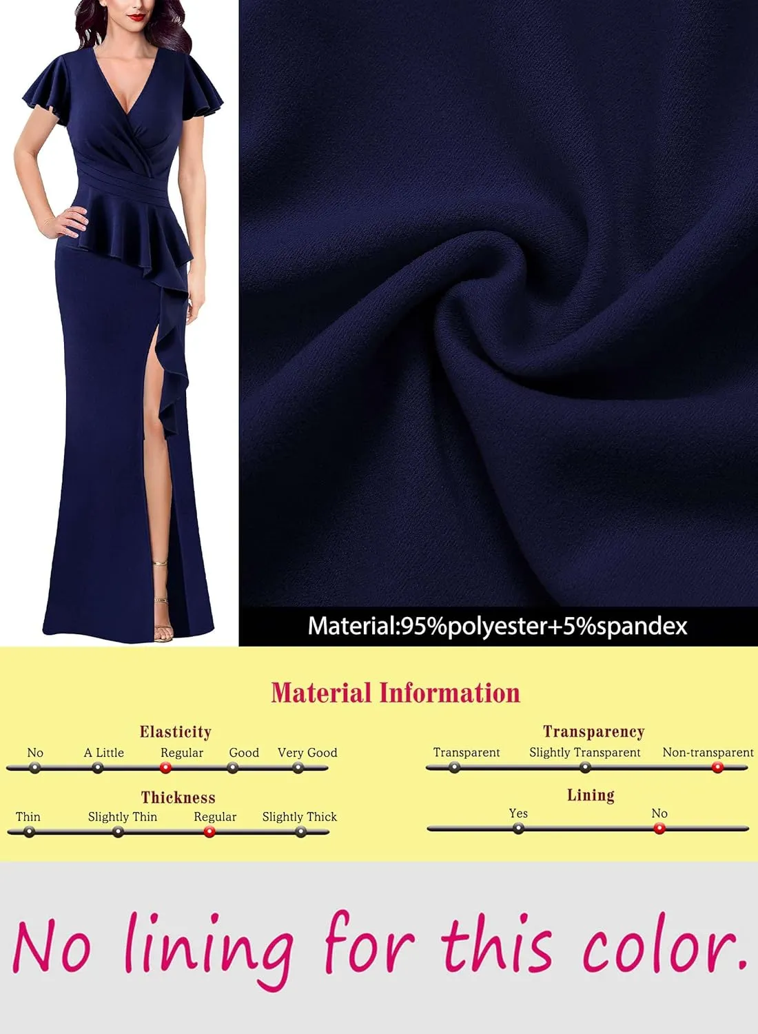VFSHOW Womens Ruched Wrap V Neck Ruffle Formal Prom Peplum High Slit Maxi Dress 2023 Wedding Guest Cocktail Evening Long Gown