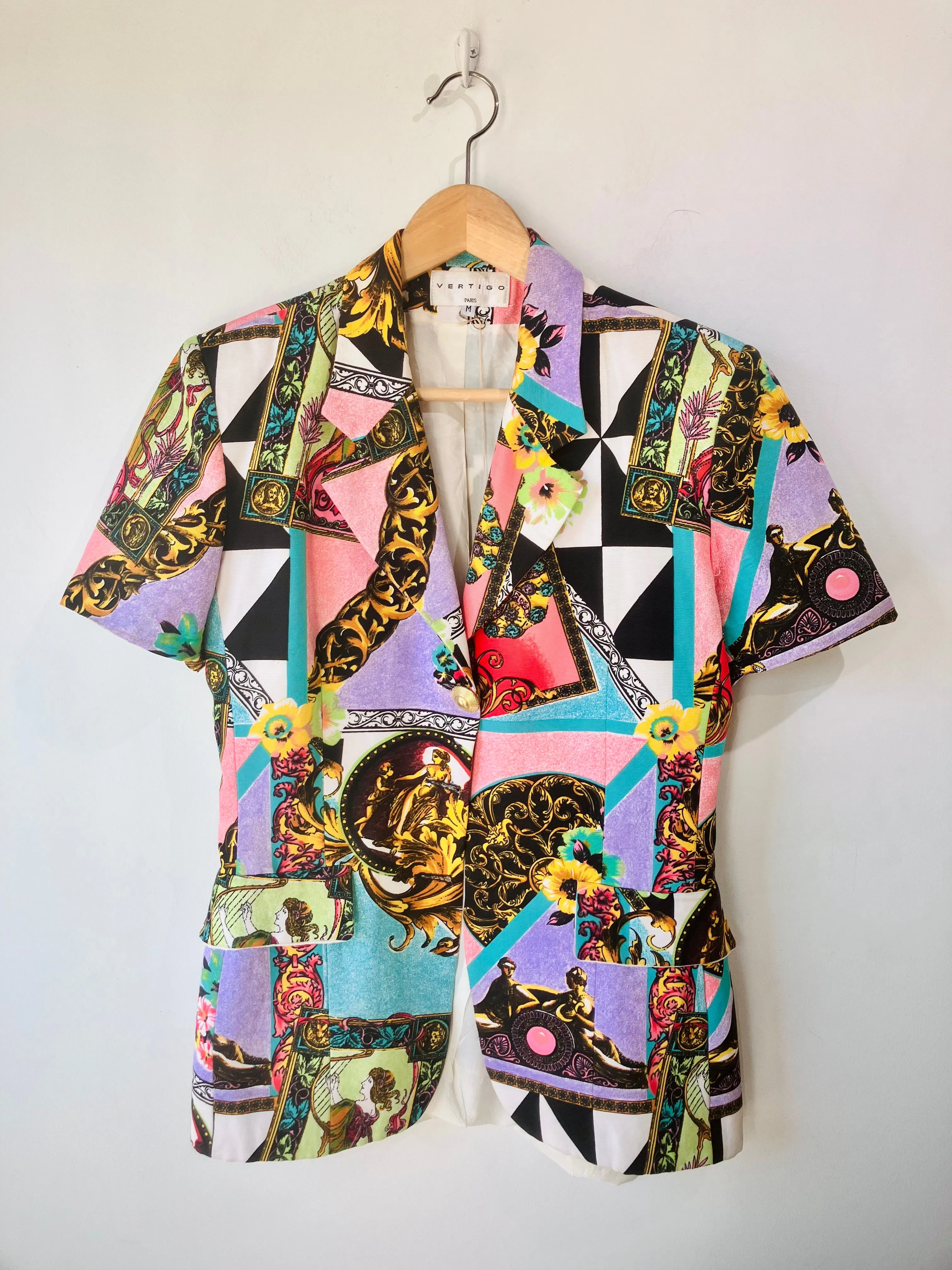 Vintage Vertigo Printed Short Sleeve Blazer