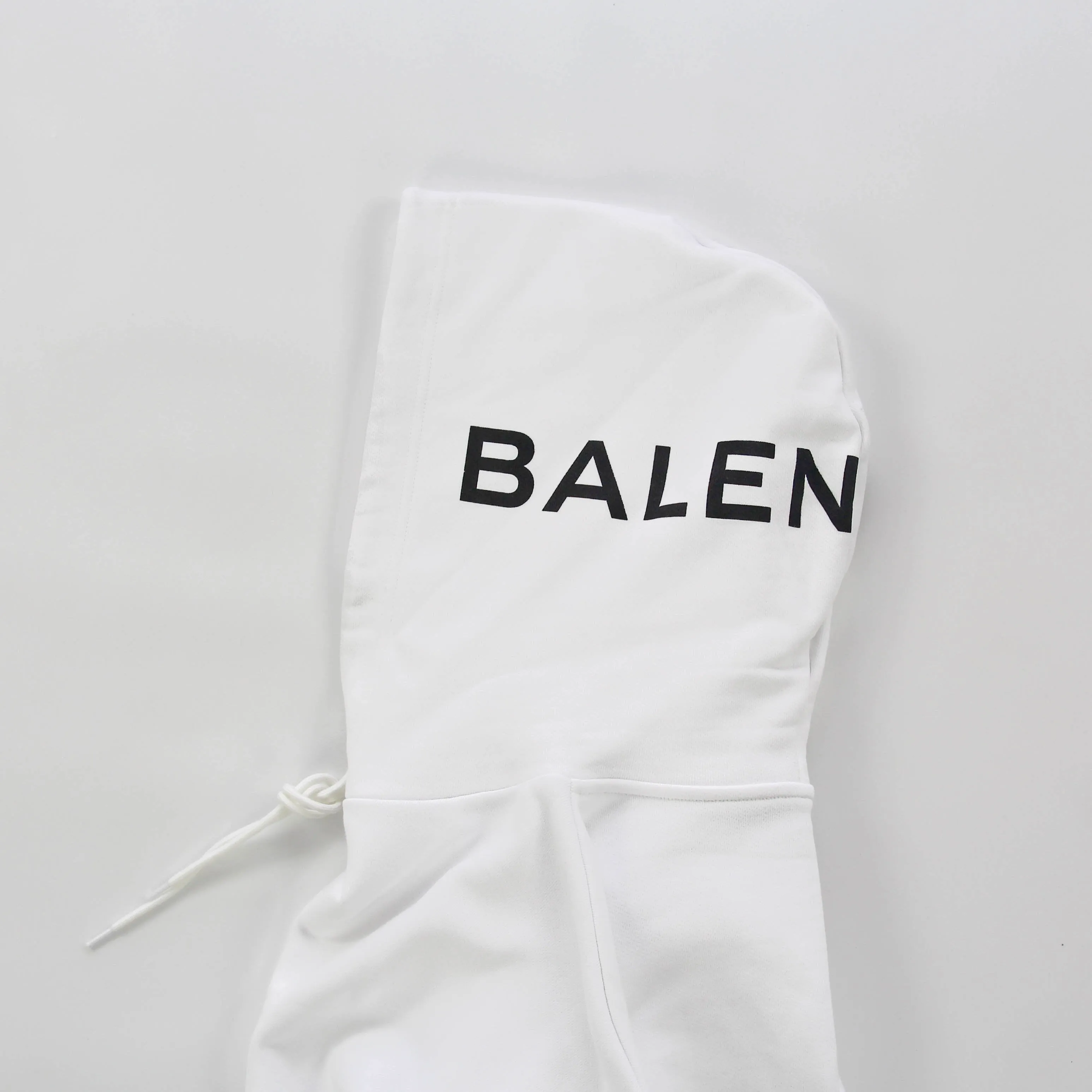 White Logo Printed Hoodie