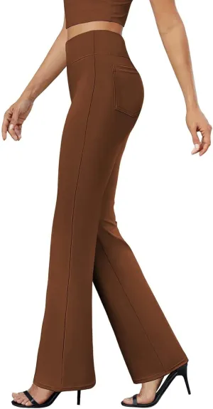Womens Dress Pants High Wasited Bootcut Office Work Pants Soft Stretchy Trouser Style Yoga Pants with Pockets Slacks