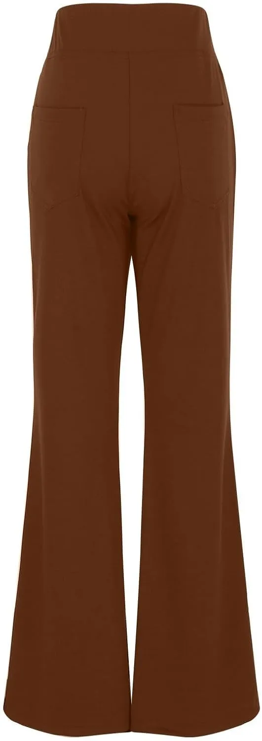 Womens Dress Pants High Wasited Bootcut Office Work Pants Soft Stretchy Trouser Style Yoga Pants with Pockets Slacks