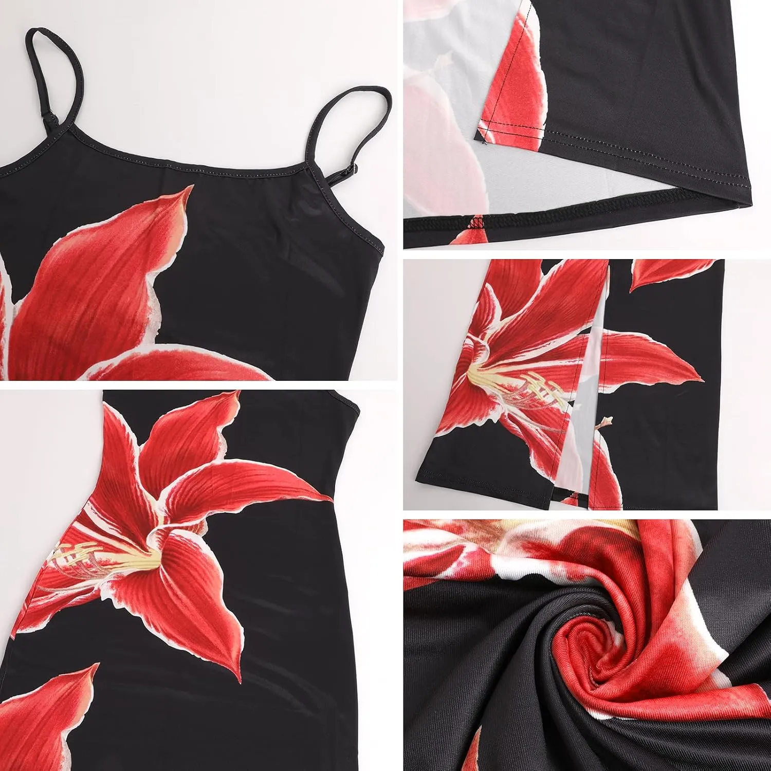 Womens Summer Casual Floral Dresses Spaghetti Strap Bodycon Maxi Beach Dress Elegant Evening Party Long Dresses