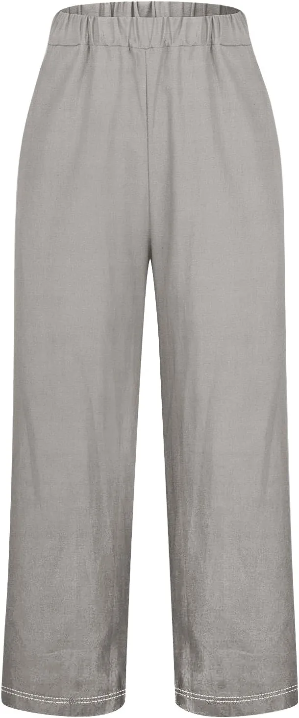 Women's Summer Drawstring Waist Cotton and Linen Long Pants Lounge Sweatpants with Pockets 2025 Spring Fall Summer