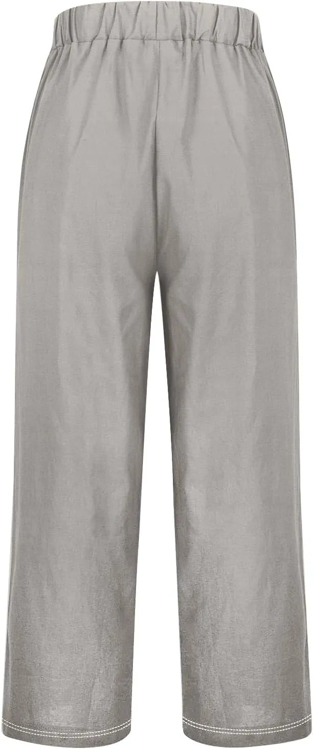 Women's Summer Drawstring Waist Cotton and Linen Long Pants Lounge Sweatpants with Pockets 2025 Spring Fall Summer
