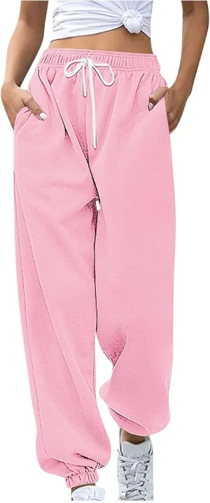 Womens Sweatpants 2024,High Waisted Baggy Sweatpants Joggers Sport Active Workout Jogger Pants with Pockets Trousers