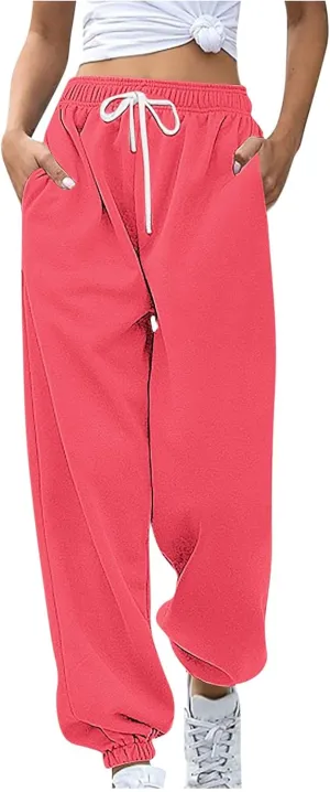 Womens Sweatpants 2024,High Waisted Baggy Sweatpants Joggers Sport Active Workout Jogger Pants with Pockets Trousers
