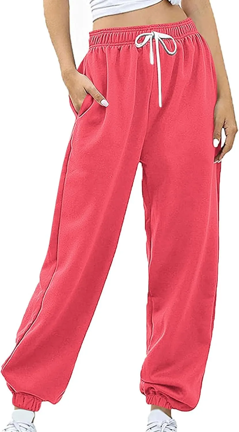 Womens Sweatpants 2024,High Waisted Baggy Sweatpants Joggers Sport Active Workout Jogger Pants with Pockets Trousers