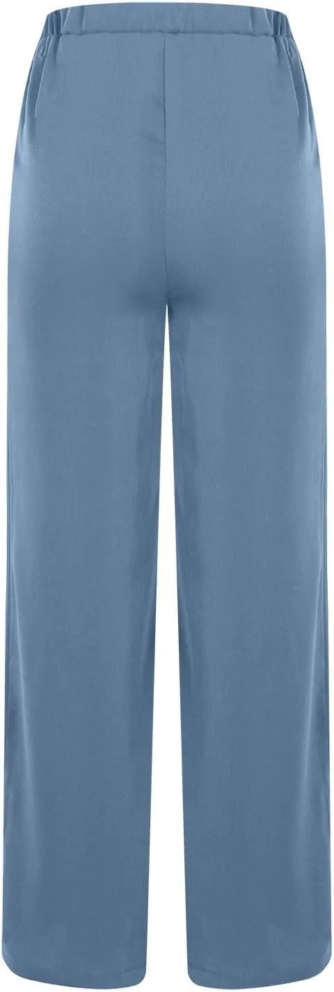 Womens Wide Leg Pants Yoga Flowy Split Palazzo Pants Tie Front Wrap Trousers Beach Cover Up Casual Lounge Boho Pants