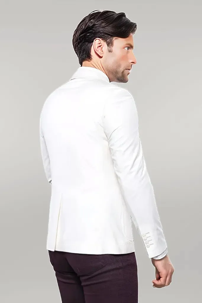 WSS Chest Zippered Detail Cream Linen Jacket  - Singen