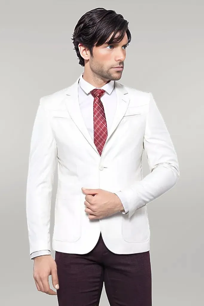 WSS Chest Zippered Detail Cream Linen Jacket  - Singen