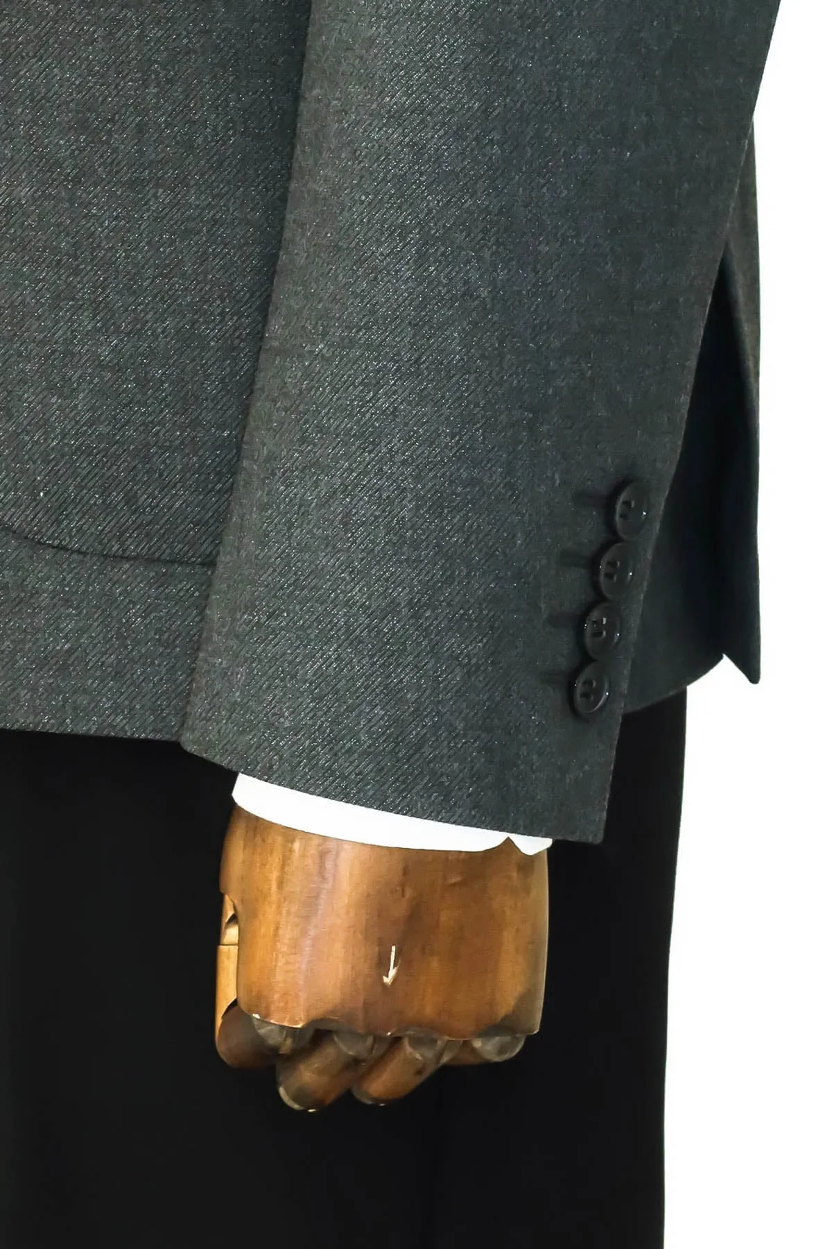 WSS Textured Slim Fit Peak Lapel Grey Men Blazer  - Singen